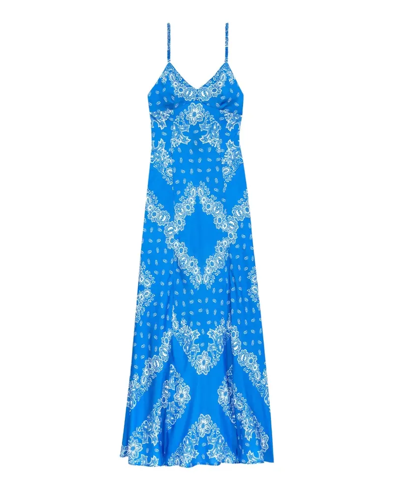 Maje Maxikleid mit Blumen-Print - Blau Blau
