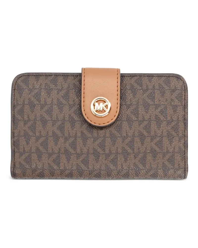 Michael Kors medium monogram-print logo-plaque wallet - Braun Braun