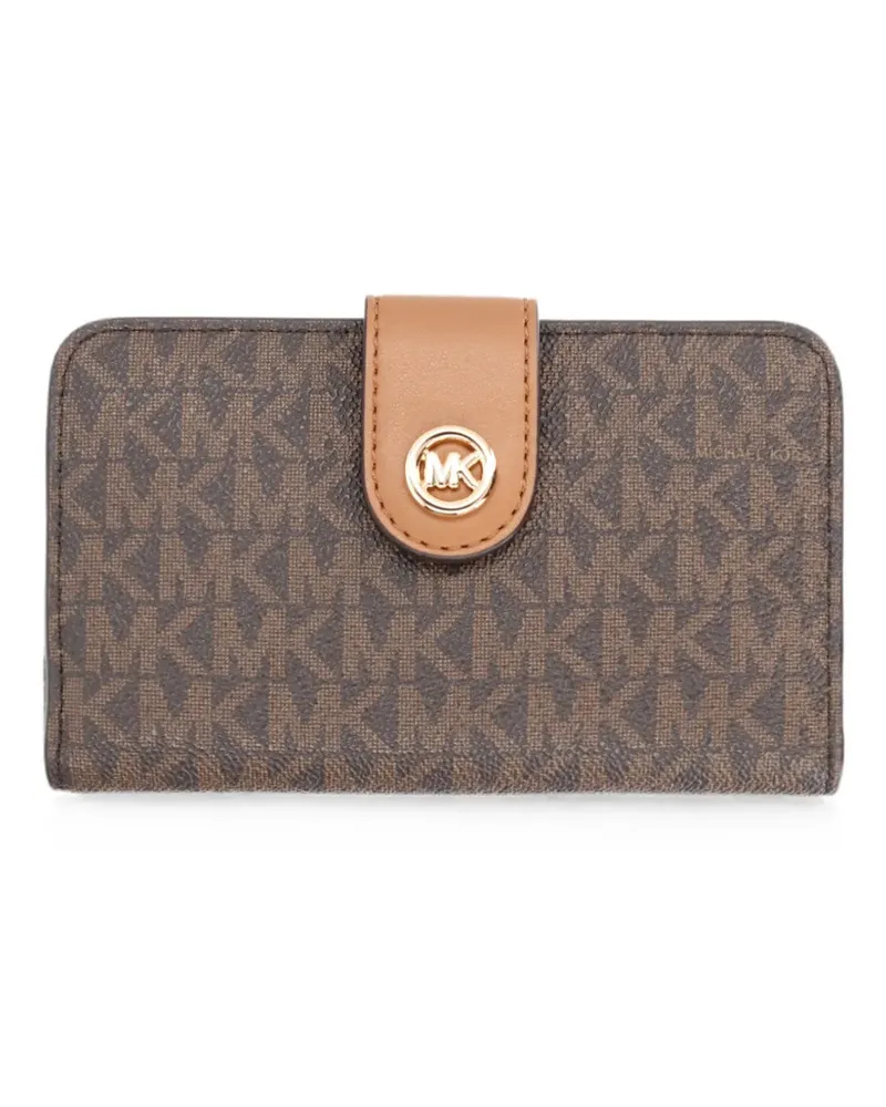 Michael Kors medium monogram-print logo-plaque wallet - Braun Braun