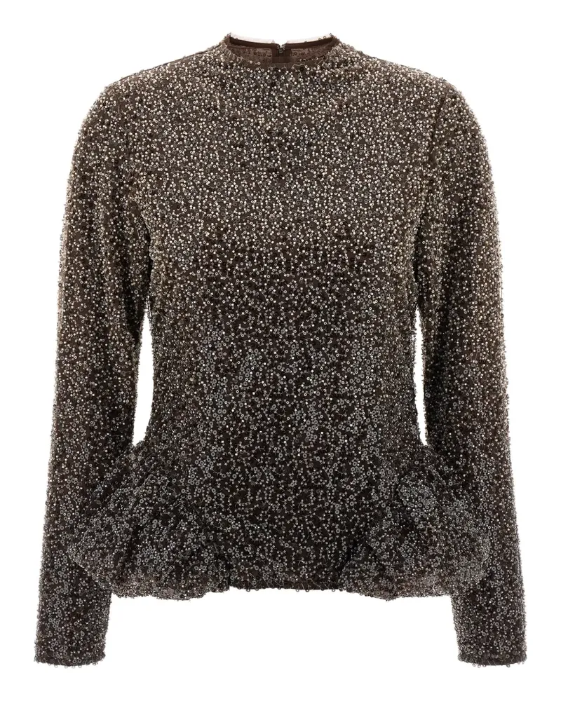 ROTATE Birger Christensen peplum-detail top - Braun Braun