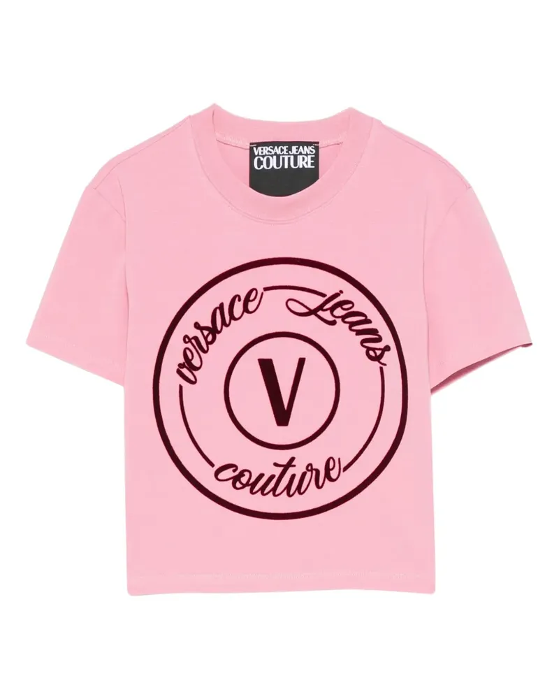 Versace Jeans T-Shirt mit rundem Logo - Rosa Rosa