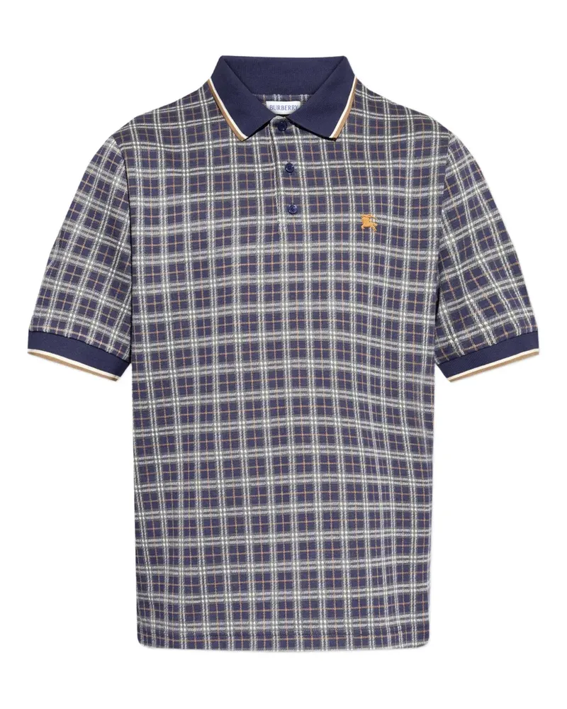 Burberry Kariertes Pelham Poloshirt mit Logo-Detail - Blau Blau