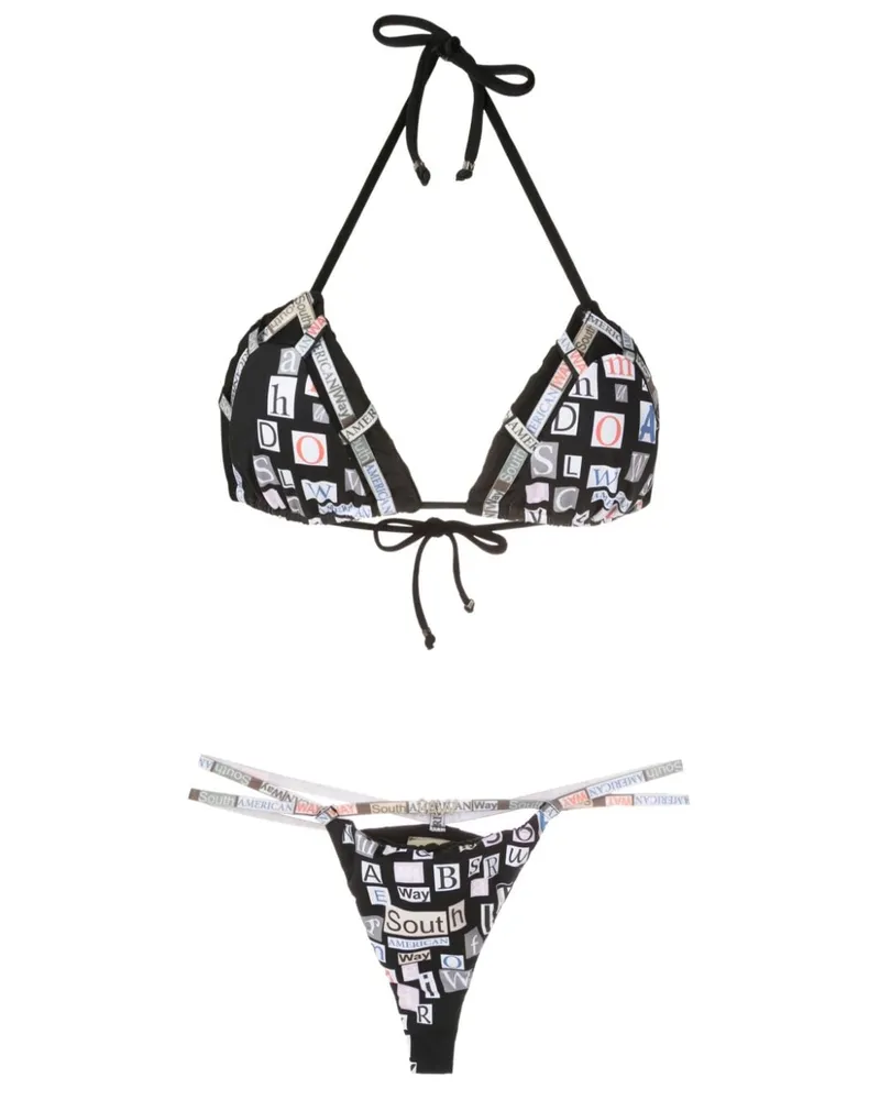 Amir Slama Triangel-Bikini - Schwarz Schwarz