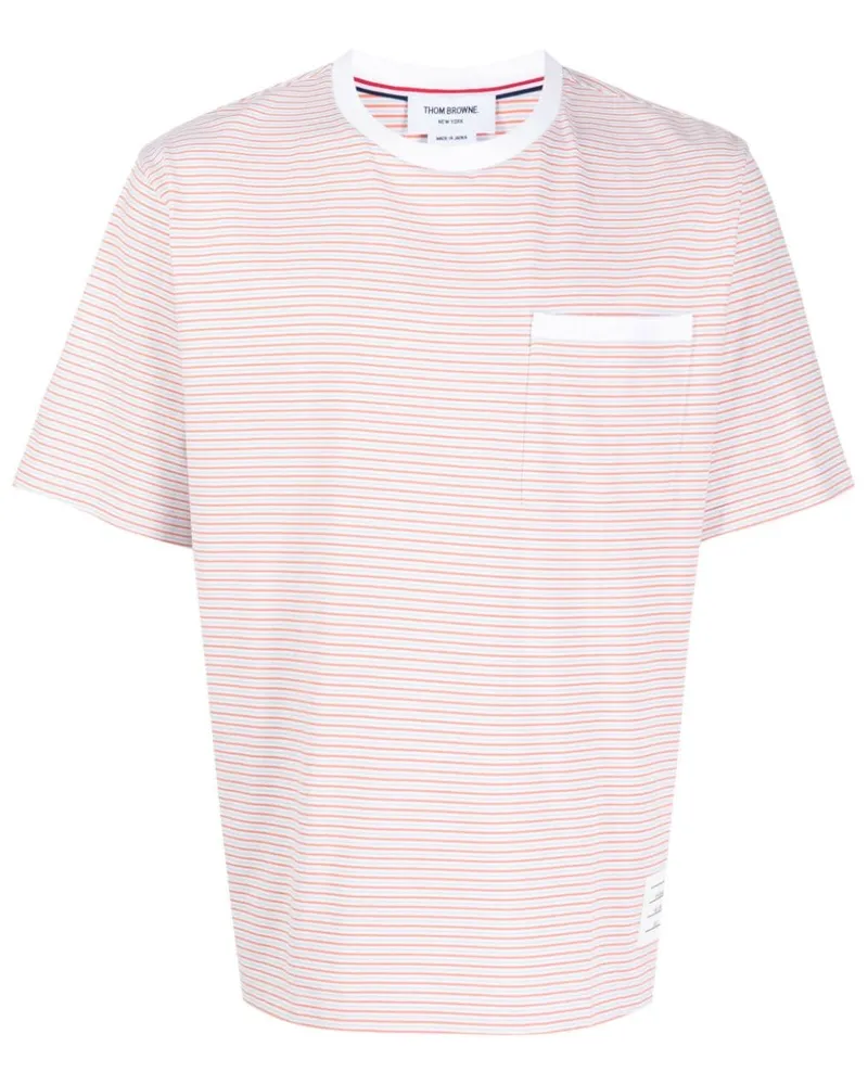 Thom Browne Gestreiftes T-Shirt - Weiß Weiß