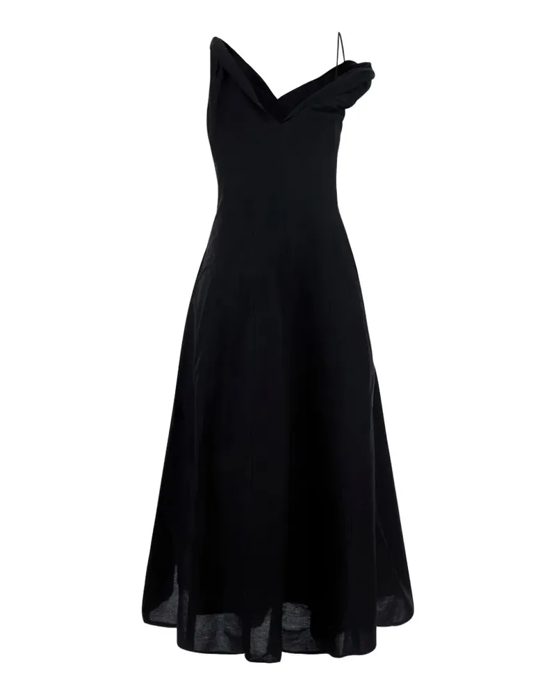 Róhe asymmetric draped midi dress - Schwarz Schwarz