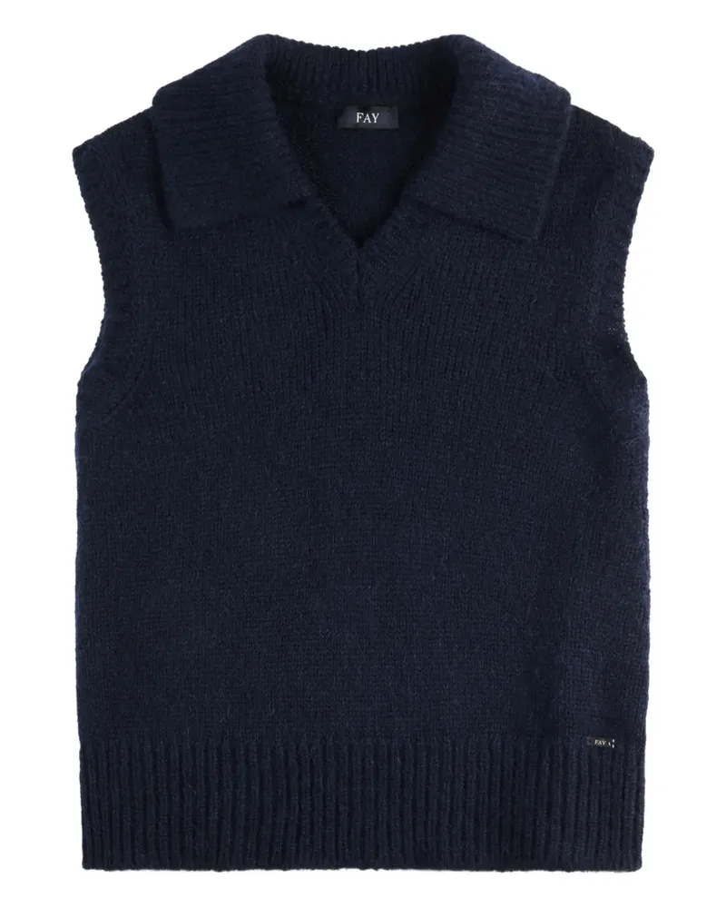 Fay polo-neck knitted vest - Blau Blau