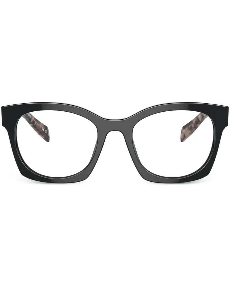 Prada Eckige Sonnenbrille mit Logo - Schwarz Schwarz