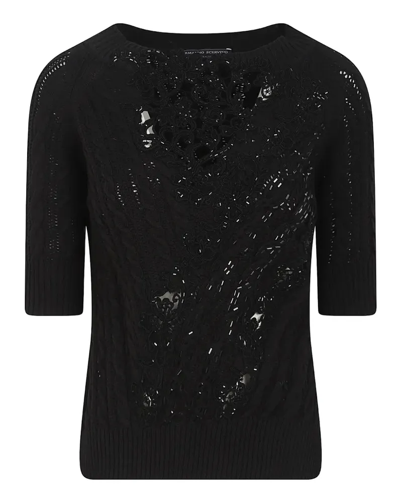 Ermanno Scervino floral-lace knitted top - Schwarz Schwarz