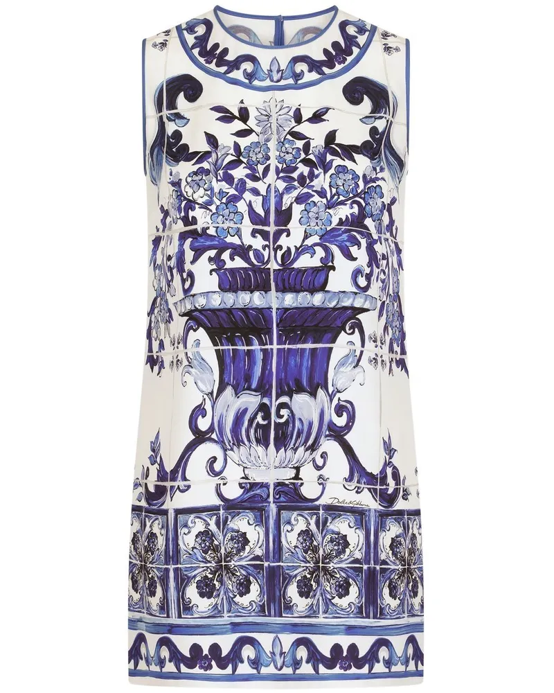 Dolce & Gabbana Langes Top mit Majolica-Print - Weiß Weiß