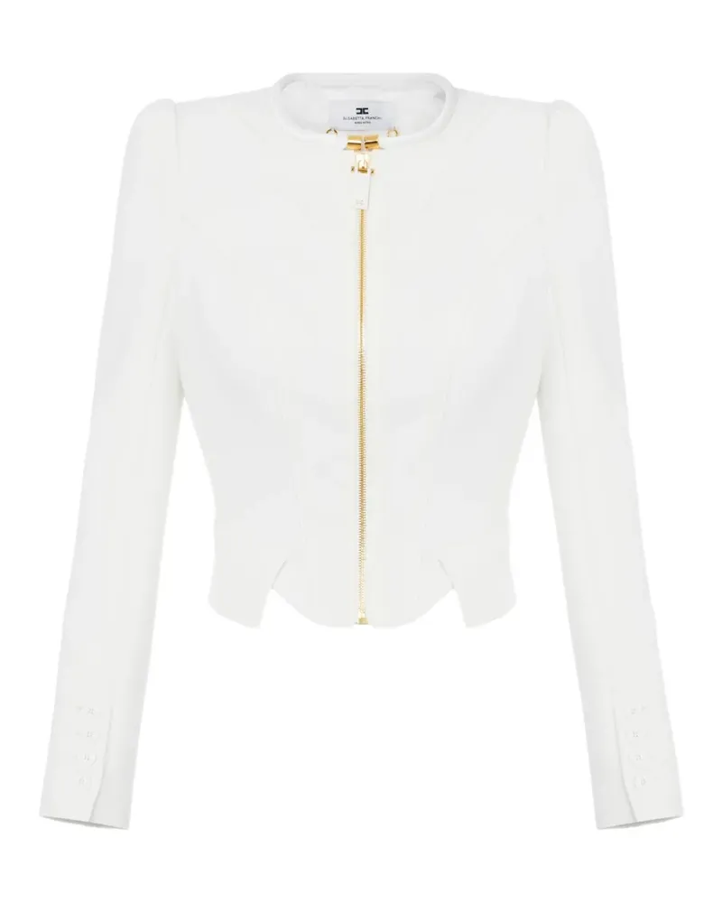 Elisabetta Franchi Jacke aus Krepp und Satin im Layering-Look - Weiß Weiß
