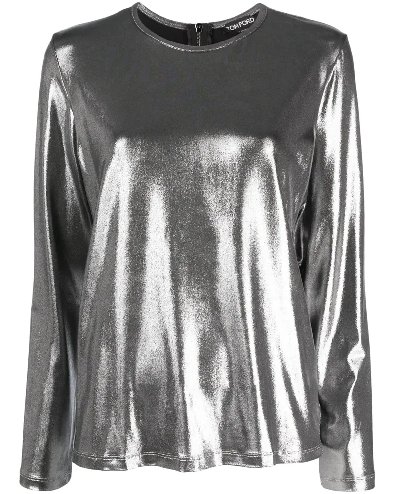 Tom Ford Bluse im Metallic-Look - Silber Silber
