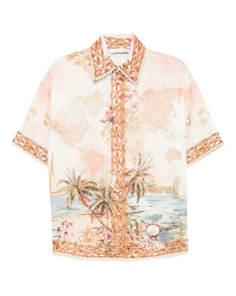 Zimmermann Mahon island-map-print shirt - Rosa Rosa