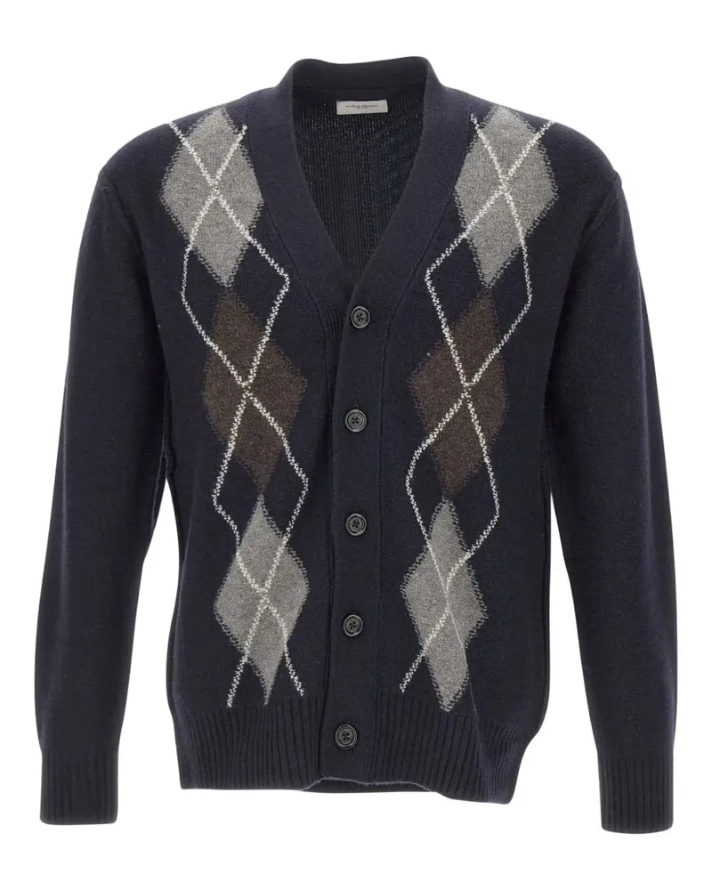 Paolo Pecora Milano Geometrisch gemusterter Cardigan - Blau Blau