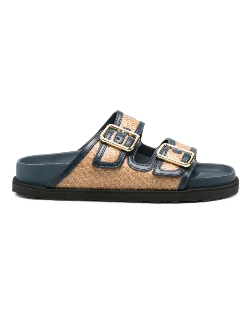 Birkenstock Sandalen in Raffiabast-Optik mit Schnallenverschluss - Nude Nude
