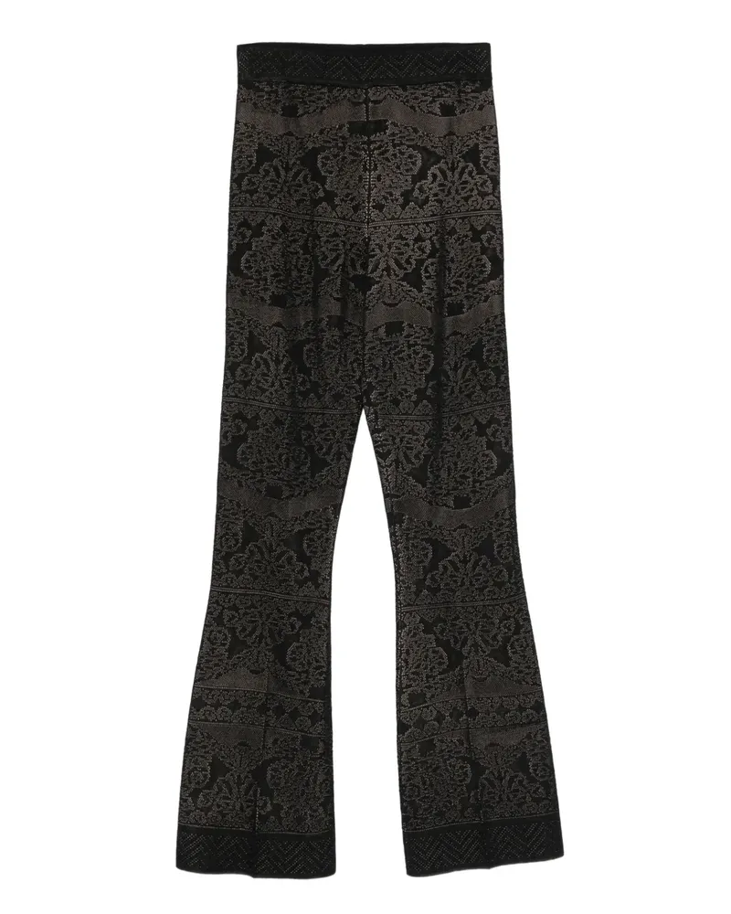 Twin-Set Hose mit Damaszener-Muster - Schwarz Schwarz