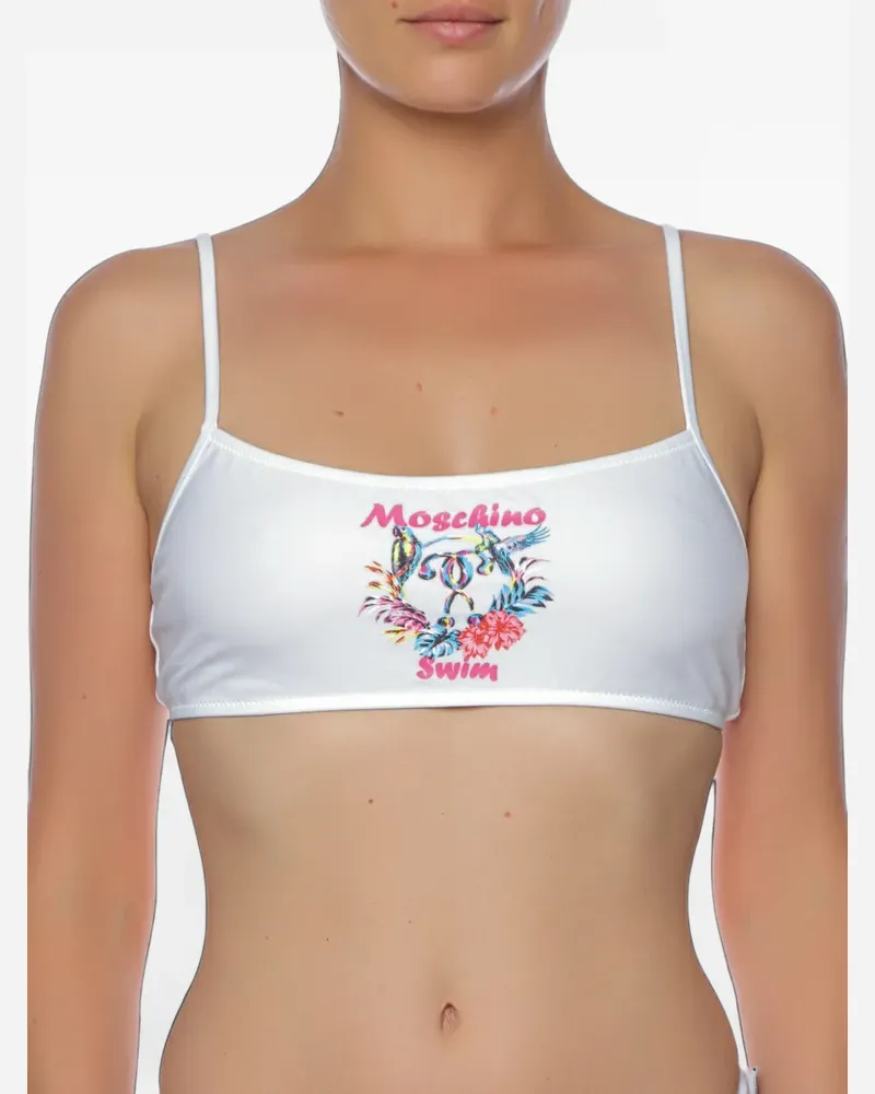 Moschino Bikinioberteil mit grafischem Print - Weiß Weiß