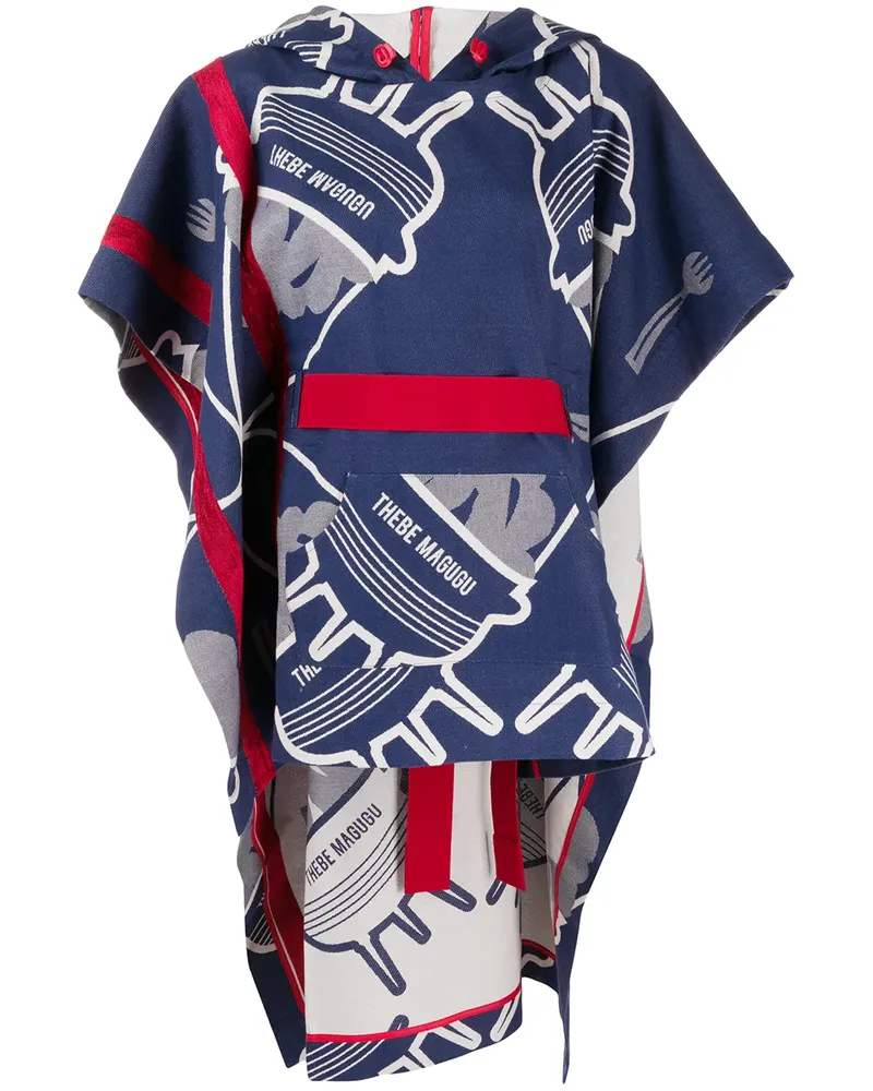 THEBE MAGUGU Basotho' Cape mit Print - Blau Blau