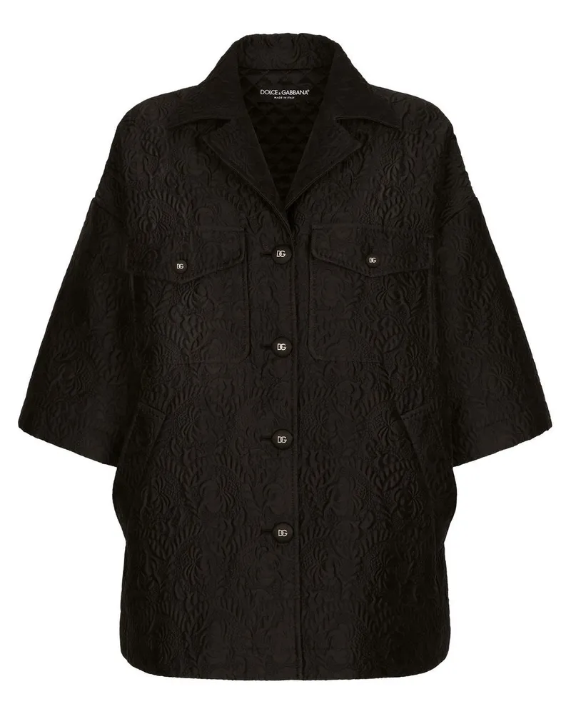 Dolce & Gabbana Jacquard-Cape mit Blumenmuster - Schwarz Schwarz