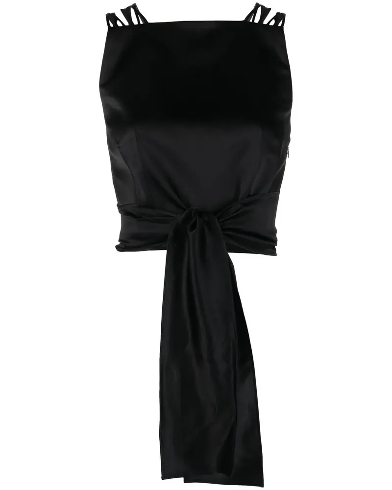 Alberta Ferretti Top aus Seiden-Satin - Schwarz Schwarz