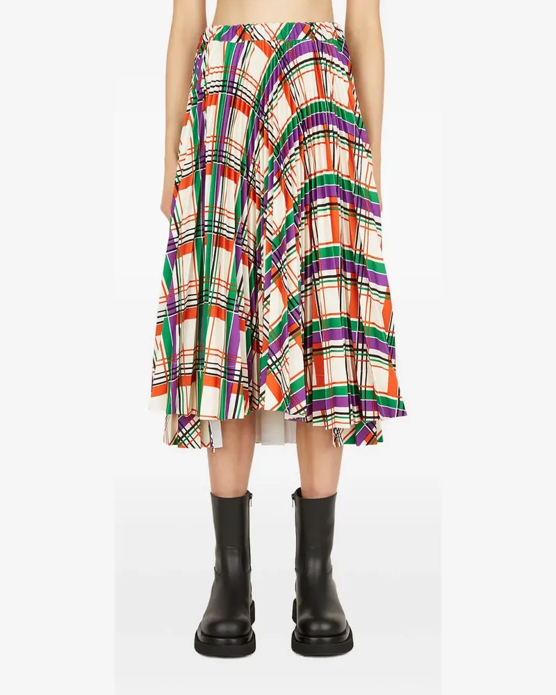 PLAN C pleated plaid-pattern skirt - Nude Nude