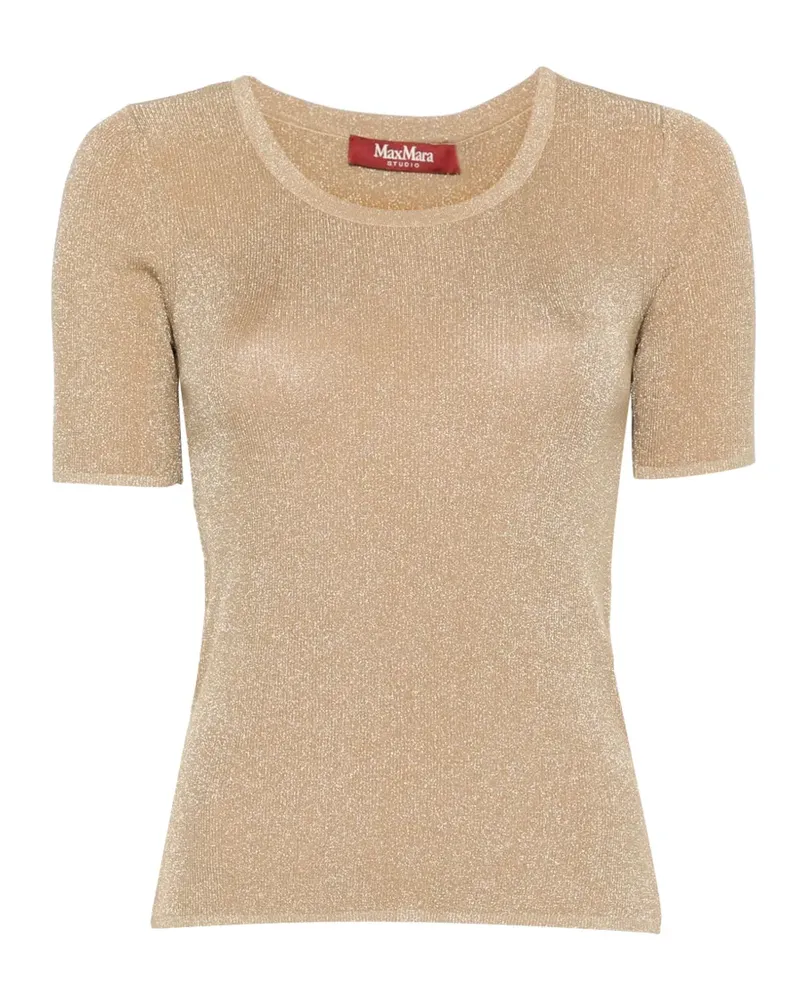 Max Mara T-Shirt mit U-Ausschnitt - Gold Gold