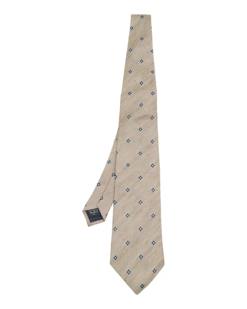 Dunhill diamond-patterned silk-linen tie - Nude Nude