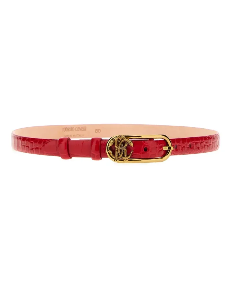 Roberto Cavalli crocodile-effect RC monogram belt - Rot Rot