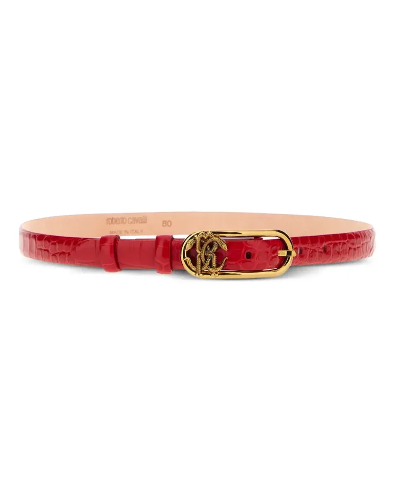 Roberto Cavalli crocodile-effect RC monogram belt - Rot Rot