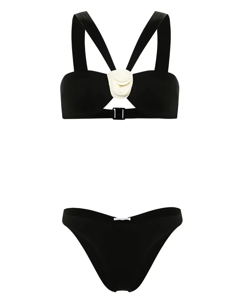 La Reveche Bikini mit Rosendetail - Schwarz Schwarz