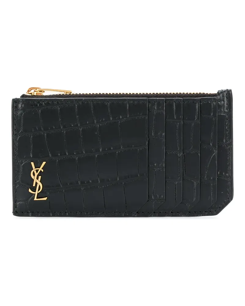 Saint Laurent Fragments' Portemonnaie mit Kroko-Optik - Schwarz Schwarz