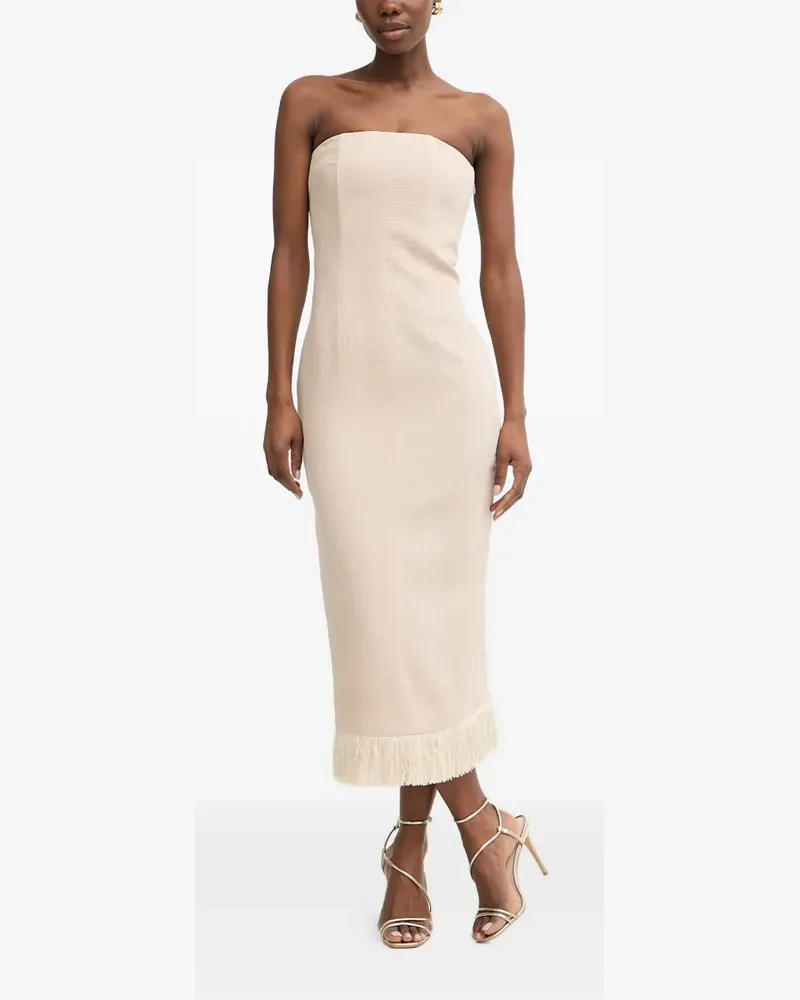 Simona Corsellini strapless fringed-hem dress - Nude Nude