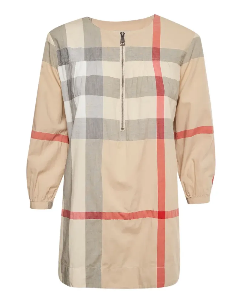 Burberry check-pattern zipped dress - Nude Nude