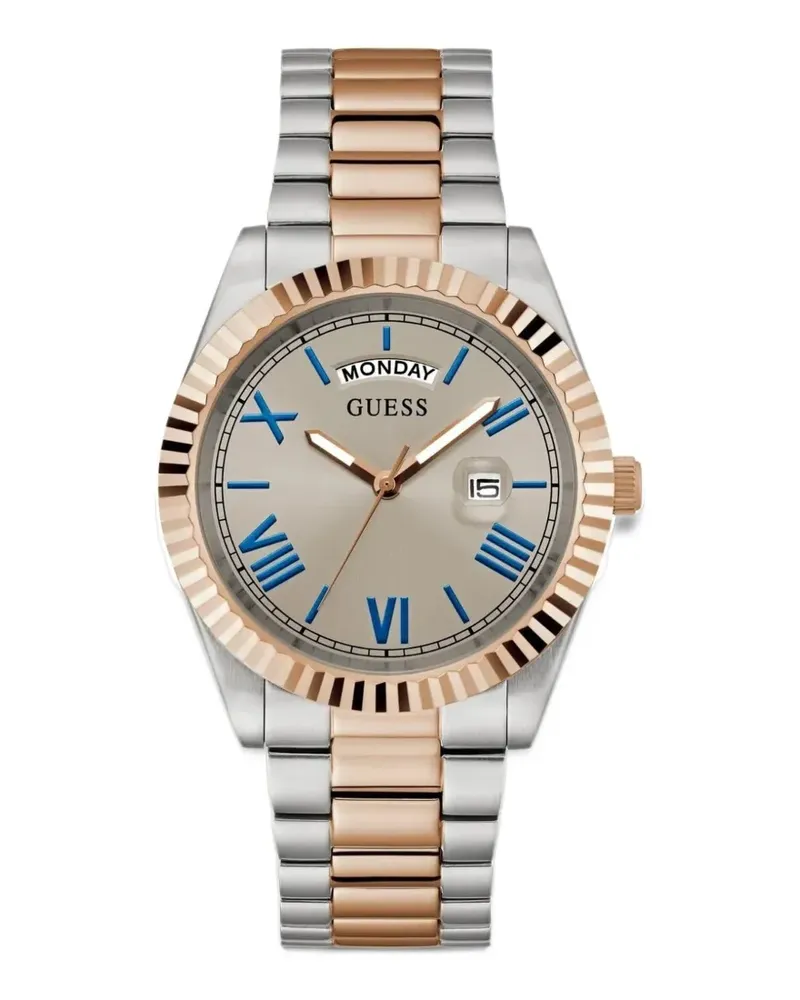 Guess two-tone day-date 42mm watch - Nude Nude