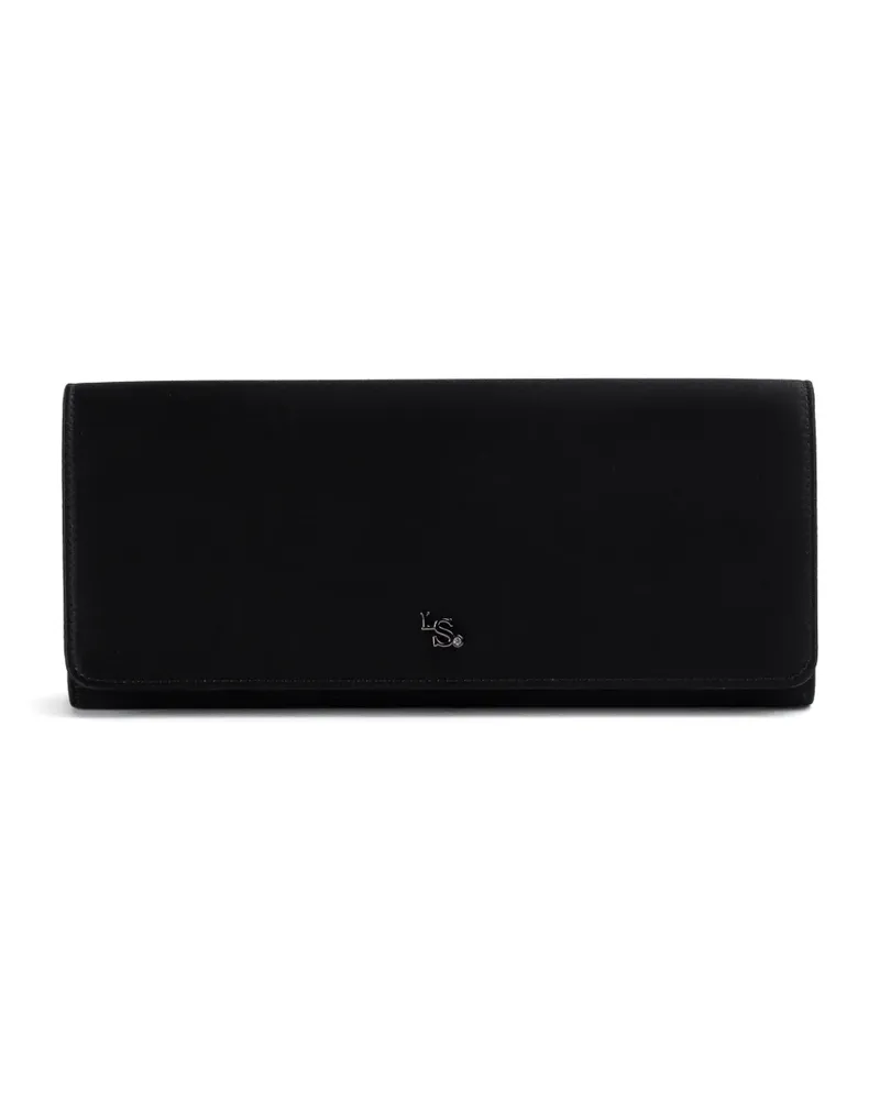 Le Silla Clutch aus Satin mit Logo-Schild - Schwarz Schwarz