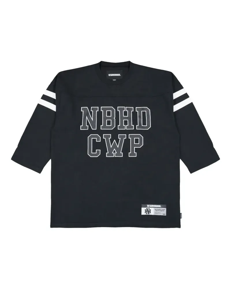 Neighborhood logo-print striped-sleeve football T-shirt - Schwarz Schwarz