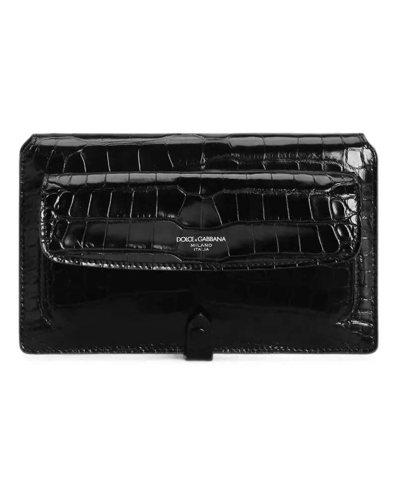 Dolce & Gabbana Mini Umhängetasche aus Alligatorleder - Schwarz Schwarz