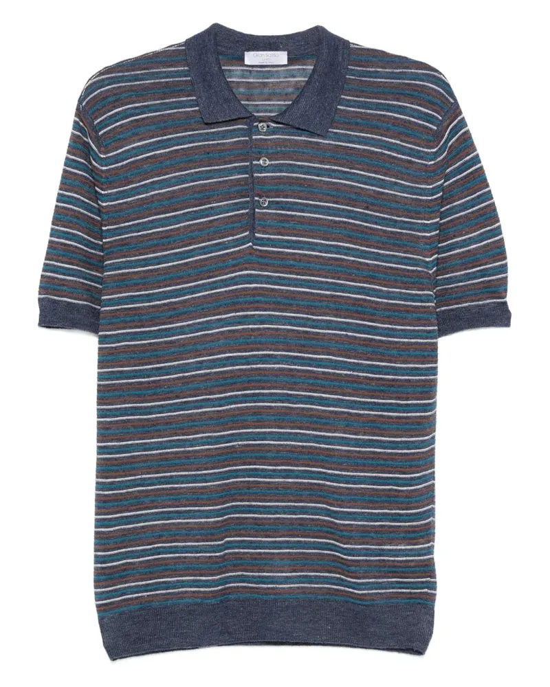 Gran Sasso Gestreiftes Poloshirt - Blau Blau