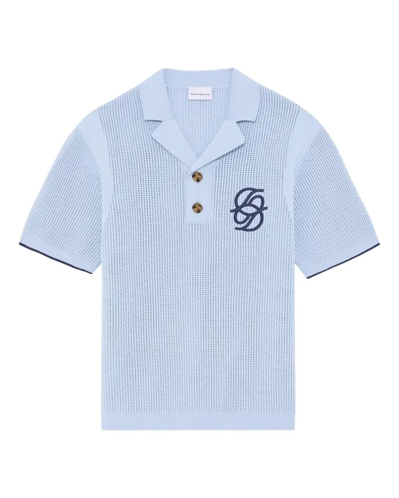 Drôle de Monsieur button embroidered polo shirt - Blau Blau