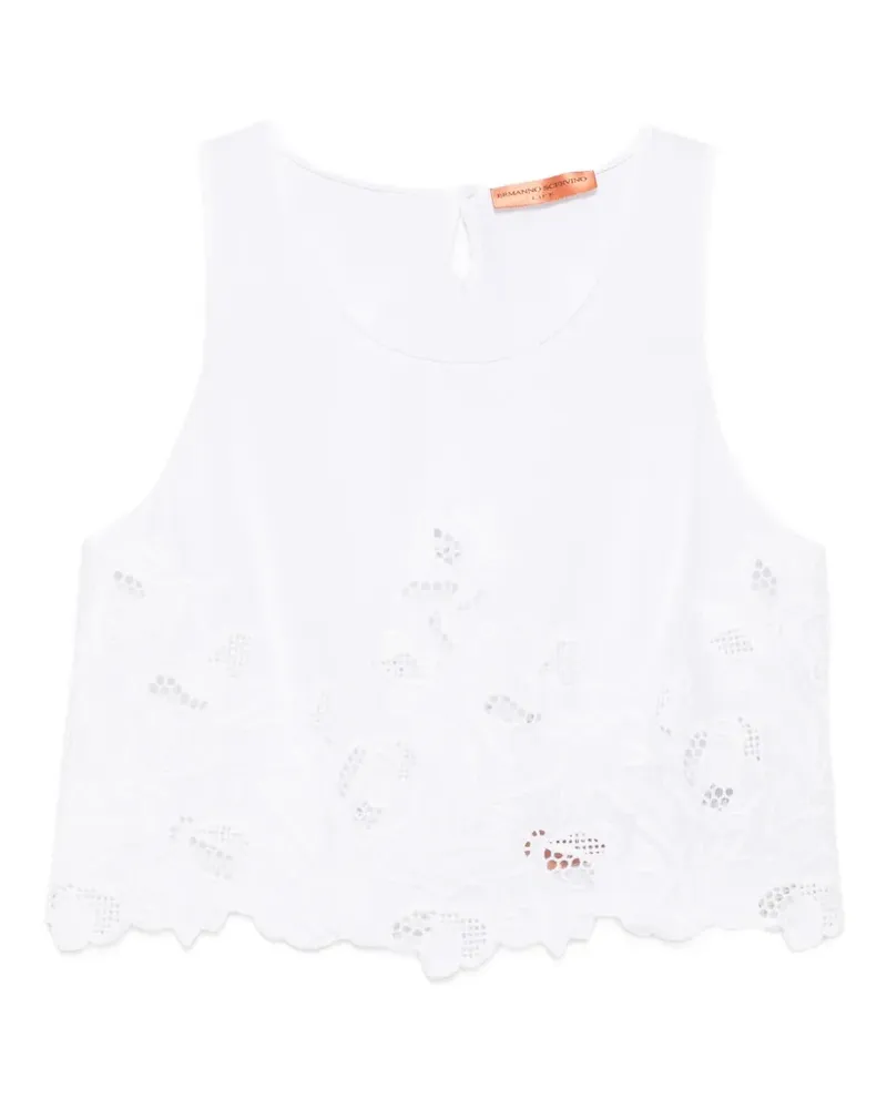 Ermanno Scervino floral-embroidered scalloped top - Weiß Weiß