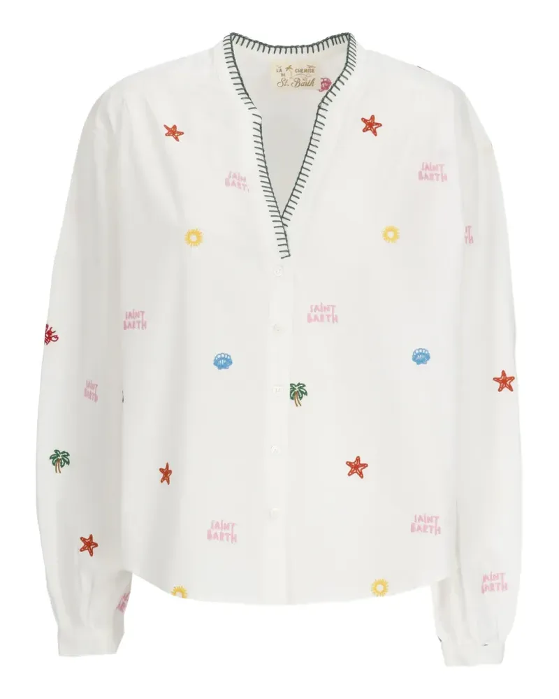 MC2 Saint Barth embroidered blanket-stitch shirt - Weiß Weiß