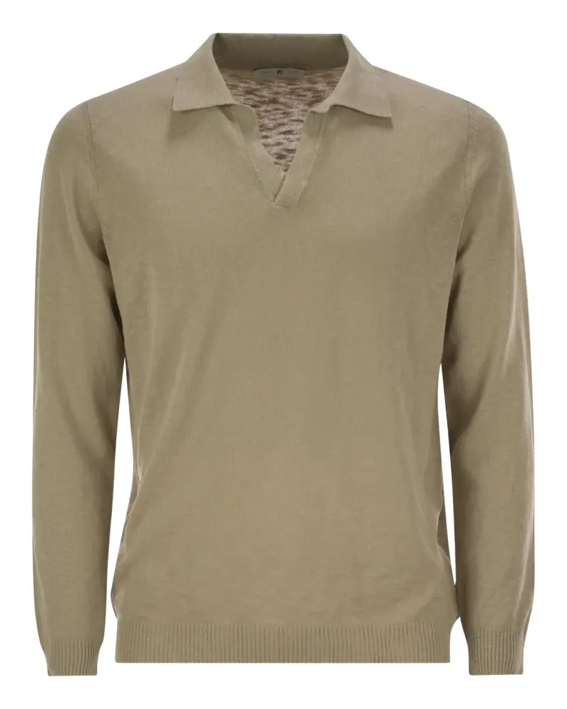 PT TORINO Langärmeliges T-Shirt mit Polokragen - Nude Nude