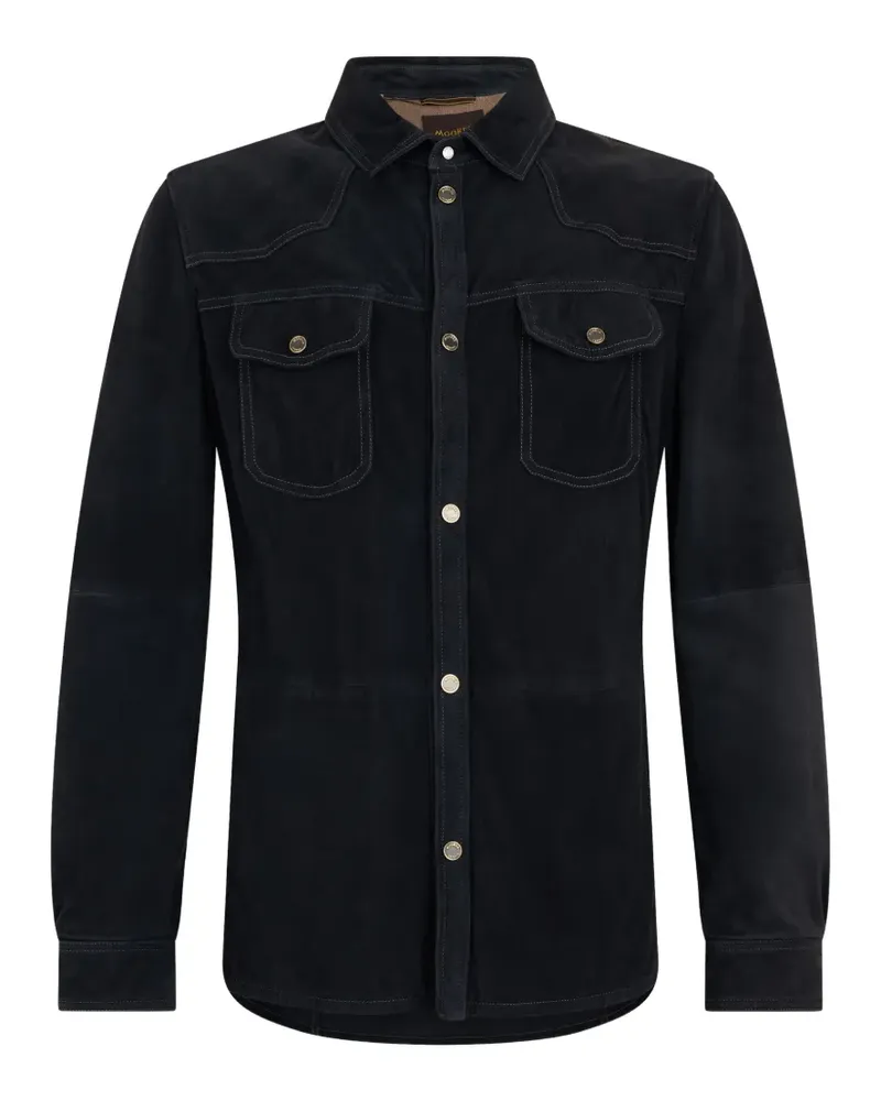 MOORER Jacke mit Wildledereinsätzen - Blau Blau