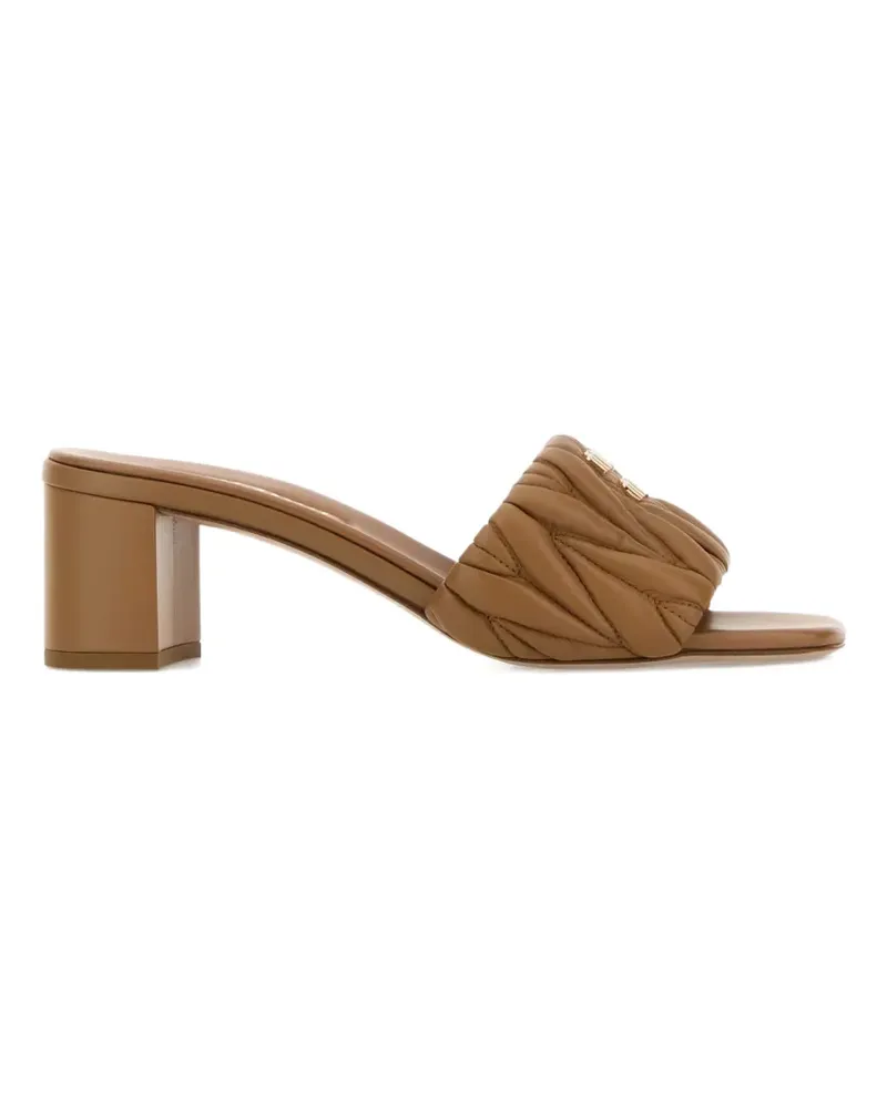 Miu Miu quilted heeled leather sandals - Braun Braun