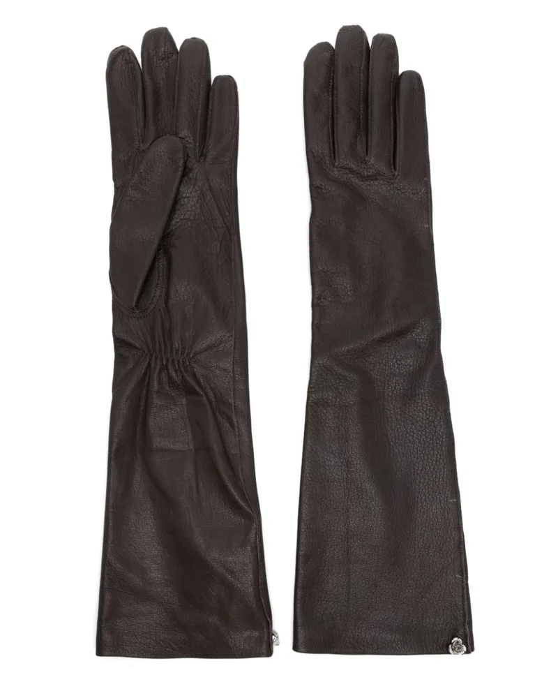 Magda Butrym Handschuhe aus Leder mit Rosendetail - Braun Braun