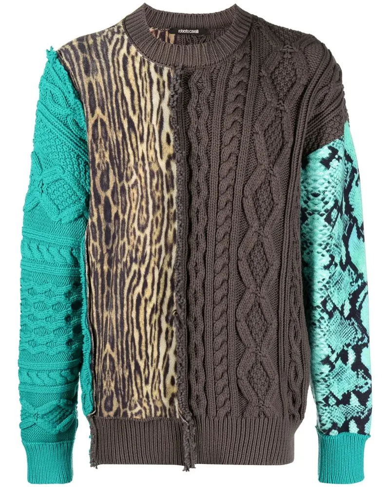 Roberto Cavalli Pullover mit Patchwork-Detail - Blau Blau