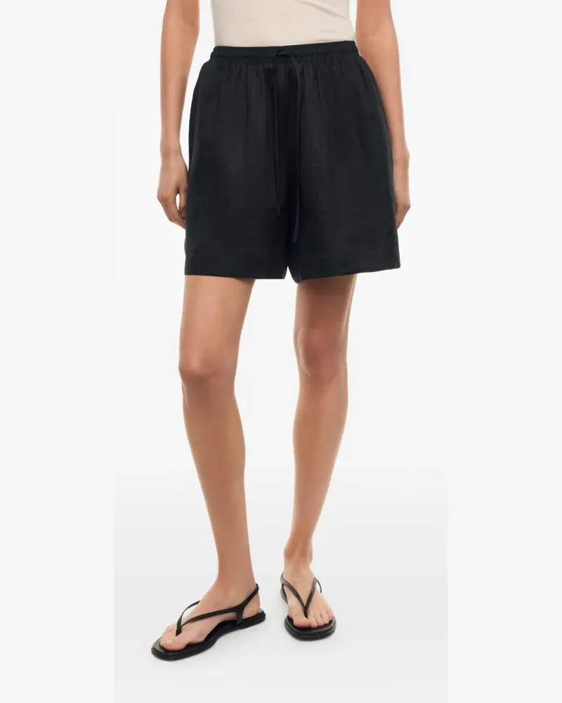 12 STOREEZ Mykonos ramie shorts - Schwarz Schwarz