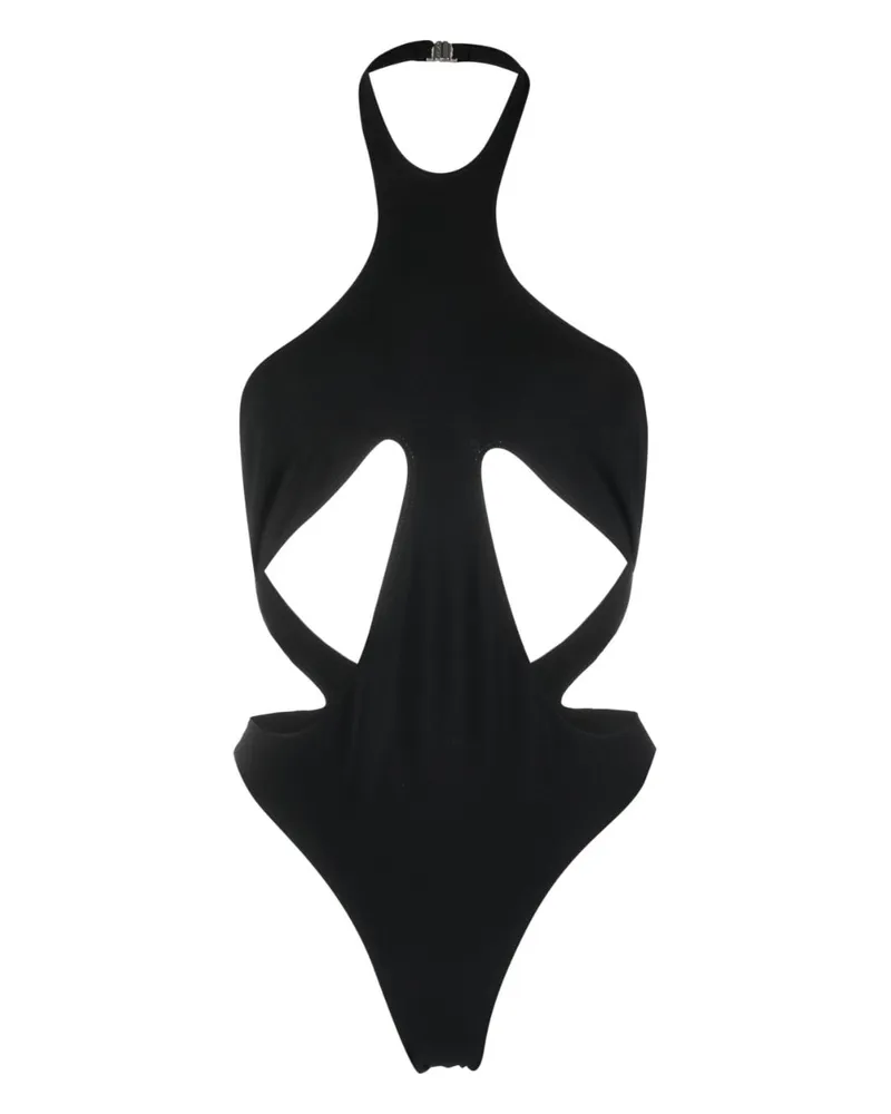 Thierry Mugler Neckholder-Badeanzug mit Cut-Outs - Schwarz Schwarz