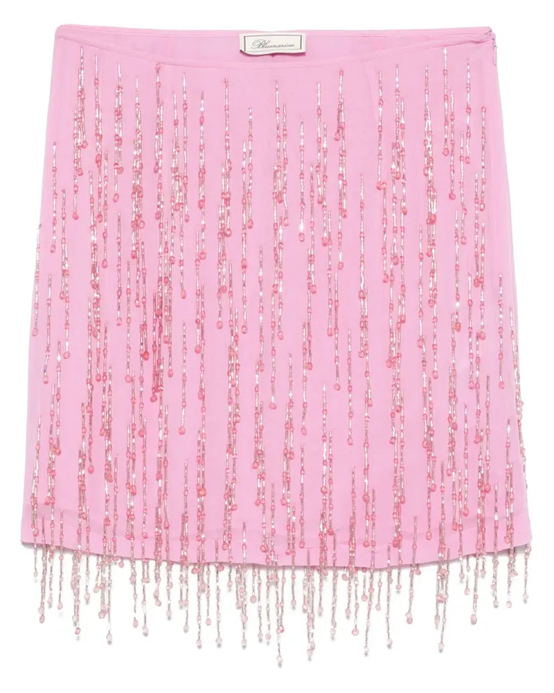 Blumarine Georgette-Minirock mit Perlen - Rosa Rosa