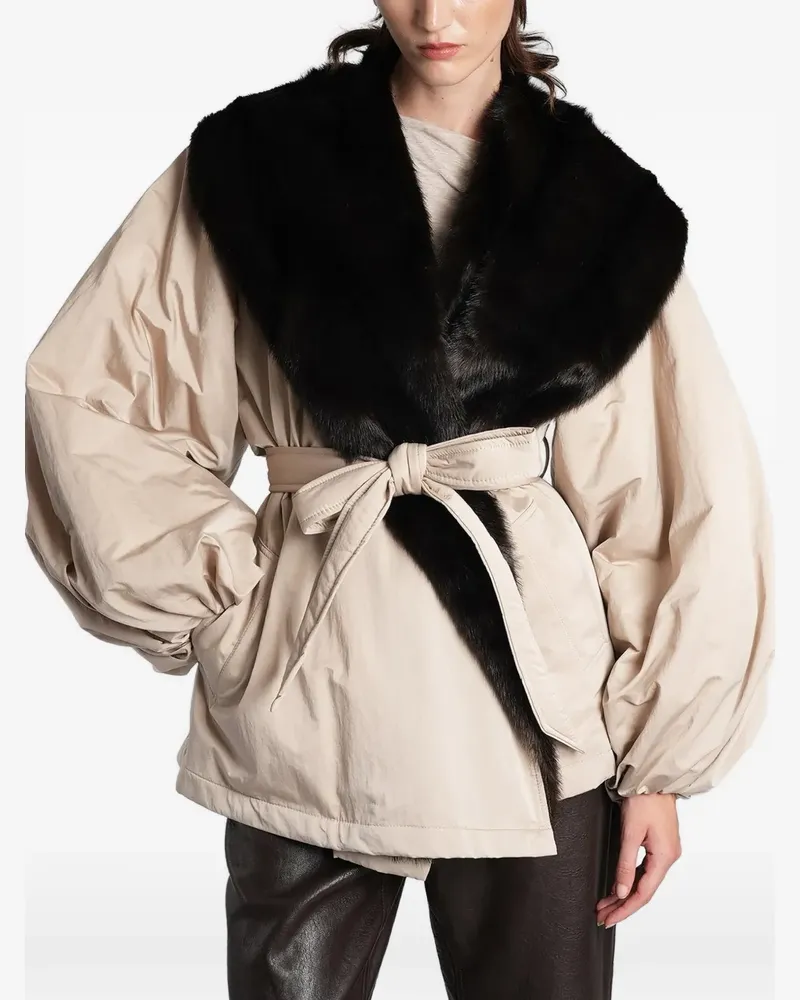 Magda Butrym Gesteppte Jacke mit Faux-Fur-Kragen - Nude Nude
