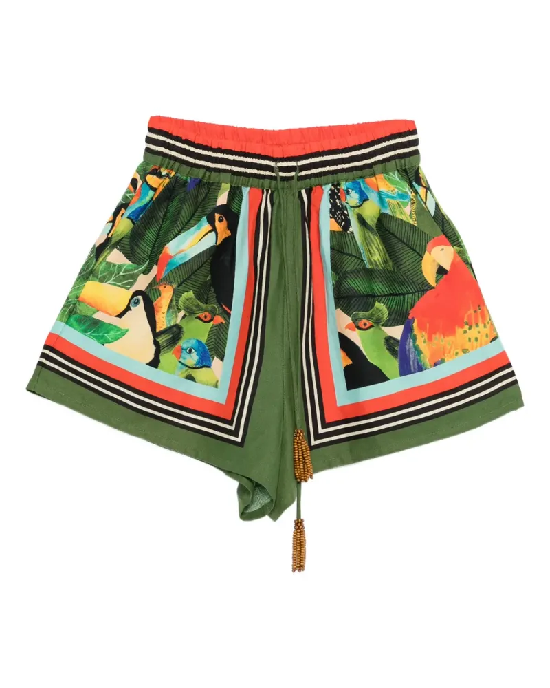 FARM Rio Perlendetail-Shorts mit Vogel-Print - Grün Grün